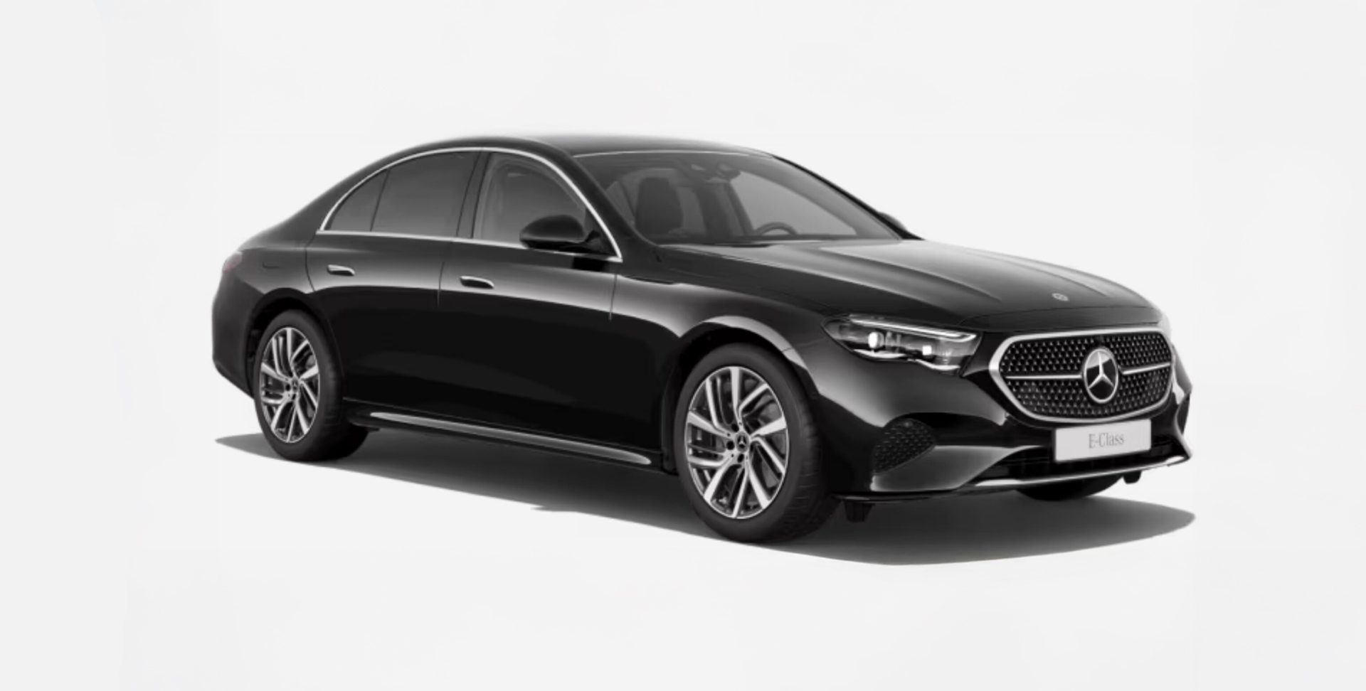 Black luxury sedan with sleek design and modern styling.